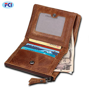 New Design Genuine Leather <b>Men</b> Wallets Coin Pocket Zipper <b>Real</b> Leather Wallet with Coin High Quality Male Purse - Product Image 3