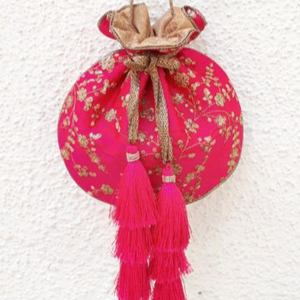 พราว POTLI กระเป๋ามุกสวยงามทำงาน LATCAN และ ZARI เย็บปักถักร้อยบนผ้าไหมสำหรับงานปาร์ตี้และงานแต่งงาน @ 2022 - Product Image 1