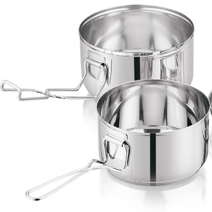 Juego de Loncheras Plegables de Acero Inoxidable Ecológico de 2 Piezas, Capacidad de 3-6L, Herméticas, 2 Compartimentos, Diseño Multifuncional de Dos Niveles - Product Image 1