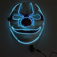 Masque de Clown pour Halloween, avec Led, fil lumineux fluo, Flexible, lumière froide, pour carnaval, clé tendance, fournitures de fête