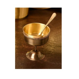Cuenco de latón con acabado dorado con cuchara de servidor para el hogar, restaurante, Hotel, mesa, uso decorativo en la cocina - Product Image 1