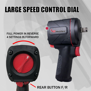 Mini clé à chocs pneumatique 1/2 pouce 3/8 pouce, pistolet à percussion double, outil pneumatique, réparation de pneus de voiture, compact, fabrication taïwanaise, OEM 450 pieds/lb - Product Image 3