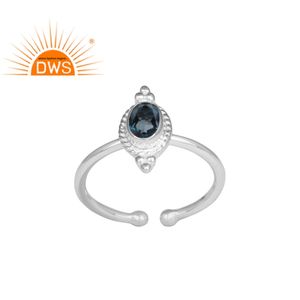 ผู้ค้าส่งเครื่องประดับ แหวนเงินแท้สเตอร์ลิงคุณภาพสูงแบบซ้อนได้ ผู้ผลิตเครื่องประดับ แหวนพลอยโทแพซสีน้ำเงินลอนดอนธรรมชาติ - Product Image 1