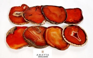 Sous-verres en agate naturelle Sous-verres en géode de couleur rouge avec placage doré Achetez en ligne chez Amayra Crystals Exports - Product Image 3