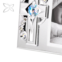 Croix en métal chromé Crystocraft pour cristaux, cadre photo, logo personnalisé pour boîte cadeau rectangulaire de 13,9 x 8,2 cm