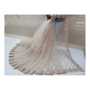 Thiết Kế Quyến Rũ Mềm Mại Saree Thêu Nặng Làm Việc Trên Saree Với Thêu Áo Cho Phụ Nữ