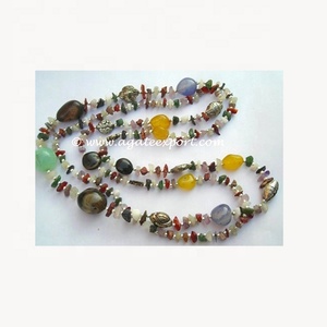 Collier en agate or rose avec perles et éclats en acier inoxydable, bijoux classiques - Product Image 1