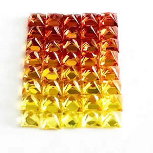 2mm 2.5mm 3mm Natural Orange Yellow Sapphire Faceted Square Princess Cut Gemstone Wholesale Bangkok Sapphires Stones Factory AAA