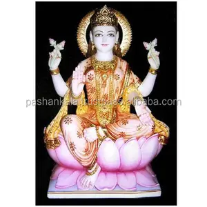 Đá Cẩm Thạch Trang Trí Laxmi Maa Ngồi Trên Lotas Murti