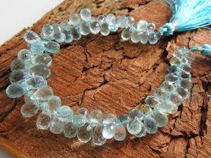 Cuentas de Aguamarina Natural en Forma de Lágrima de 8 Pulgadas, Hechas a Mano, Color Azul Hielo, Certificadas por Terceros, Orificio de 0.50mm, Venta al Por Mayor - Product Image 3