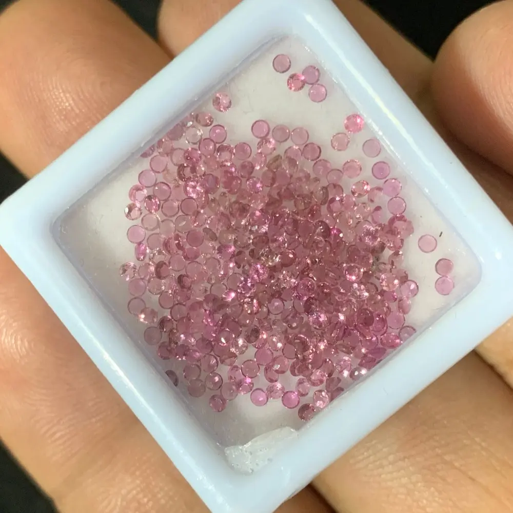 Turmalina rosa de 2mm, corte redondo, fabricación profesional de alta calidad, fabricación de joyas de 1 MM, turmalina rosa de piedra