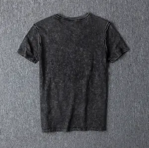 200GSM Custom Vintage Men Acid Wash T Shirt Enzyme Mineral Wash Tshirt