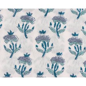 Carolina <b>Teal</b> Stone Blue Block Print 100% Soft Cotton Floral Quilting Fabric by the Yard for Indian Style Bags - Product Image 4