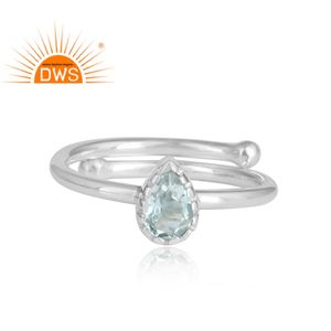 Anillo de GEMA de Topacio Azul en forma de pera para mujer, joyería de plata de ley 925 sólida para fiesta, fabricante de joyería - Product Image 2