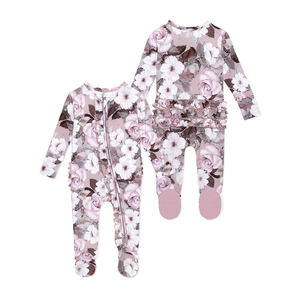 Bamboo Material <b>Romper</b> Baby Clothes Products Baby Girl's Zippers Footie Onesie <b>Pajama</b> Clothes <b>Rompers</b> - Product Image 5