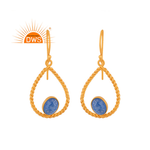 Meilleures ventes 2026 : Boucles d'oreilles pendantes en argent sterling avec pierre précieuse naturelle Aventurine bleue pour femme - Fabricant de bijoux - Product Image 1