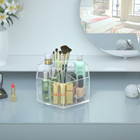 Porte-stylo rotatif en acrylique avec design moderne pour l'organisation du bureau et des fournitures