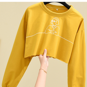 Haut court à manches longues avec logo personnalisé de haute qualité Sweat à capuche pour femmes Gym Top court pour femmes - Product Image 1