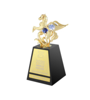 Trophée Pégase de luxe plaqué or Crystocraft, souvenir en fer personnalisé, décoré de cristaux taillés brillants, sérigraphie