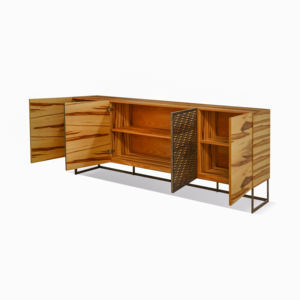 Ajax-Aparador de madera sólida para Buffet, conjunto de comedor de 4 puertas, pata Base de Metal personalizada, Mindi moderno, arce sólido mindi - Product Image 3