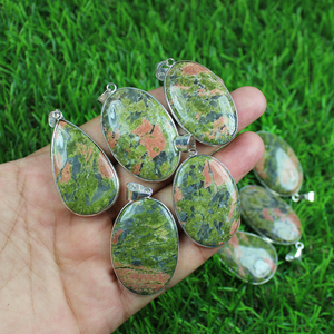 Colgante de primera calidad con gemas de jaspe Natural, joyería de piedras preciosas chapadas en plata - Product Image 3