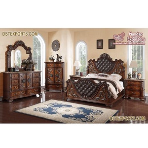 Juego de Muebles de Dormitorio de Estilo Antiguo de Lujo, Muebles de Dormitorio Clásicos de Madera de Teca, Juego de Dormitorio de Madera de Teca Tamaño King - Product Image 1