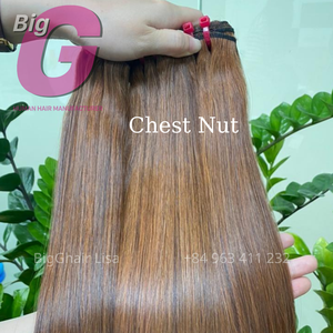 Engrais de cheveux humains bruts non traités vierges cuticules alignés Remy teints en os brun - Product Image 2