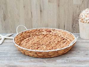 Plateau de service à dessert en rotin fait main, forme personnalisée avec finition naturelle, parfait pour la cuisine et la vaisselle, poignée simple - Product Image 2