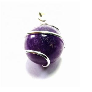 Pierre pendentif sphère améthyste cristal pierre pendentif sphère pierre de guérison naturelle wrap fil sphère boule pierre précieuse agate grossiste - Product Image 4