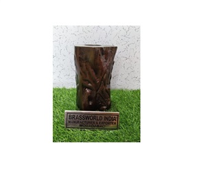 WOOD LOG BRASS CREMATION CANDLE LIGHT CREMATION <b>URN</b> FUNERAL SUPPLIES BRASSWORLD INDIA - Product Image 1