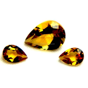 7X5MM Citrine Pear Shape Faceted Cut Stone Handmade November Bitrhstone Jewelry Making High Quality Citrine Loose Gemstone