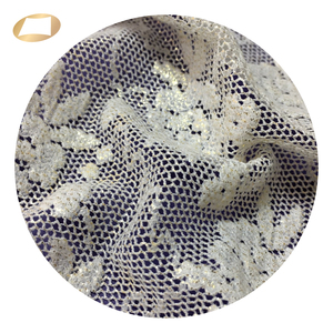 Tela de encaje jacquard de nailon para vestido, lámina brillante floral dorada, 100% - Product Image 1