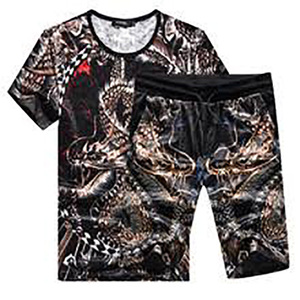 Survêtement d'été à manches courtes avec capuche et fermeture éclair, logo personnalisé, jogging en polyester/coton - Product Image 1