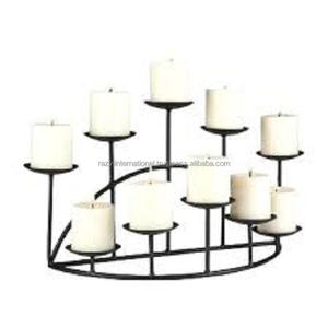 Candelabro de Metal hecho a mano para decoración del hogar, candelabro creativo de hierro forjado con base de madera - Product Image 5