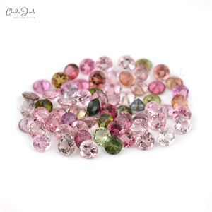 100% naturel 5mm multi tourmaline ronde coupe pierre précieuse en vrac 0.55 carats pierre précieuse impeccable en vrac fournisseur en gros de l'Inde - Product Image 3