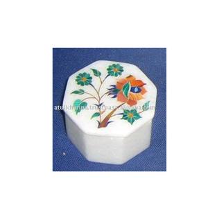 กล่องฝังหินมาลาไคต์สีขาว - Product Image 1