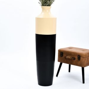 Modern Floor Vase Black And Cream Metal Planter High Quality Home Decor For Housewarming - Product Image 1
