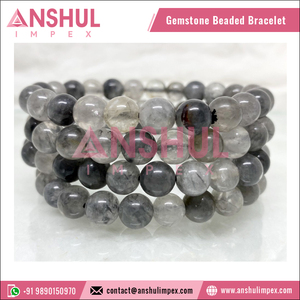 Latest Design Trendy Style Meditation Healing Cloudy Quartz Beaded Round <b>Gemstone</b> <b>Bracelet</b> at Best Price - Product Image 4