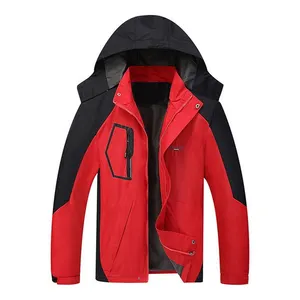 Red Color Men Rain jacket made of Polyester/Parachute Zipper Up With Hood Winter Rain Jacket