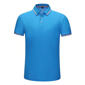 Polo de algodón rojo de manga corta para hombre, con cuello a rayas en contraste, informal, tejido, cómodo, de calidad de exportación, ecológico. - Product Image 3