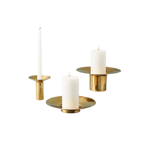 Metal Gold Polished Candle Holder <b>Set</b> Of Two Customized Size And Shape Decorative Candle Holder For Home Use - Product Image 3