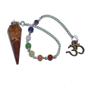 Mejor Precio de Péndulos de Chakra de Jaspe Fantasía de 12 Facetas con Om: Péndulos de Chakra de Jaspe Fantasía de 12 Facetas con Om en Venta - Product Image 1