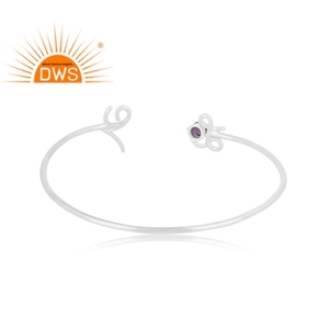 Pulsera de GEMA de amatista Natural, fabricante de joyería, inicial de amor personalizada, proveedor de joyería de plata de ley - Product Image 4