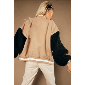 2022 Fall High Quality Women Crop Letterman <b>Jackets</b> Winter <b>Long</b> Sleeves Coats <b>Leather</b> Bomber Custom Varsity Baseball <b>Jacket</b> - Product Image 2