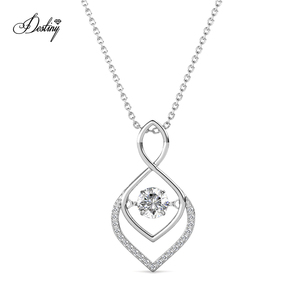 Delicado colgante de Calista torcido de baile adornado con cristales de Swarovski Daisini joyería plata 925 collar de moda - Product Image 1