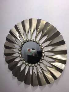 Espejo de pared decorativo con marco de Metal para decoración del hogar, gran belleza, forma de hojas, dorado - Product Image 4