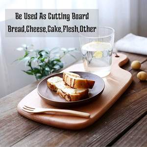 Planche à fromage en bois d'acacia rond et rectangulaire brun naturel KSN avec finition murale et poignée Plateau de service - Product Image 3