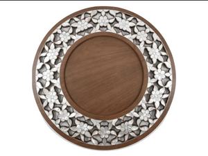 Plateau de service rond en bois et incrustation d'os de style marocain Plateau de présentation élégant pour chocolat Plats pour maison de luxe Hôtel au meilleur prix - Product Image 6