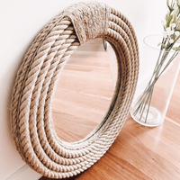 Miroir rond en corde tressée style bohème, jute mélangé, décoration murale classique traditionnelle, vente en gros au Vietnam
