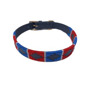 Collares y Correas de Cuero Ecológico de Lujo LLT, Diseño Polo, Patrón Sólido, Decoración con Hilo Rojo/Azul, Para Todas las Estaciones, Personalizables - Product Image 1